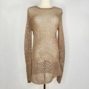 Michael Kors - Brown Crochet Large Knit Sweater Dress